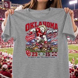 Oklahoma Sooners Road Win In Starkville 23 15 Game Day Shirt - Sport Grey