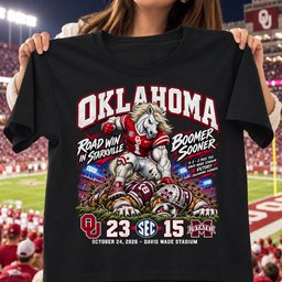 Oklahoma Sooners Road Win In Starkville 23 15 Game Day Shirt - Black
