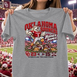 Oklahoma Sooners 23 15 Win Over Mississippi State Bulldogs Game Day Shirt - Sport Grey
