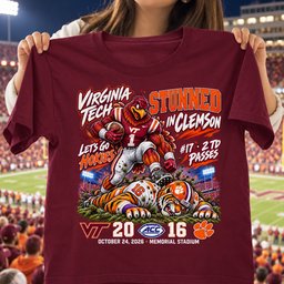 Virginia Tech Hokies Stunned In Clemson 20 16 Game Day Shirt - Maroon