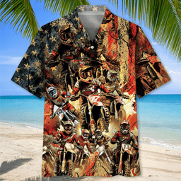 Patriotic Dirt Bike Racing Hawaiian Shirt