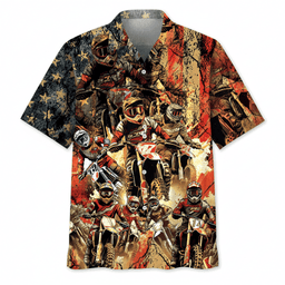 Patriotic Dirt Bike Racing Hawaiian Shirt