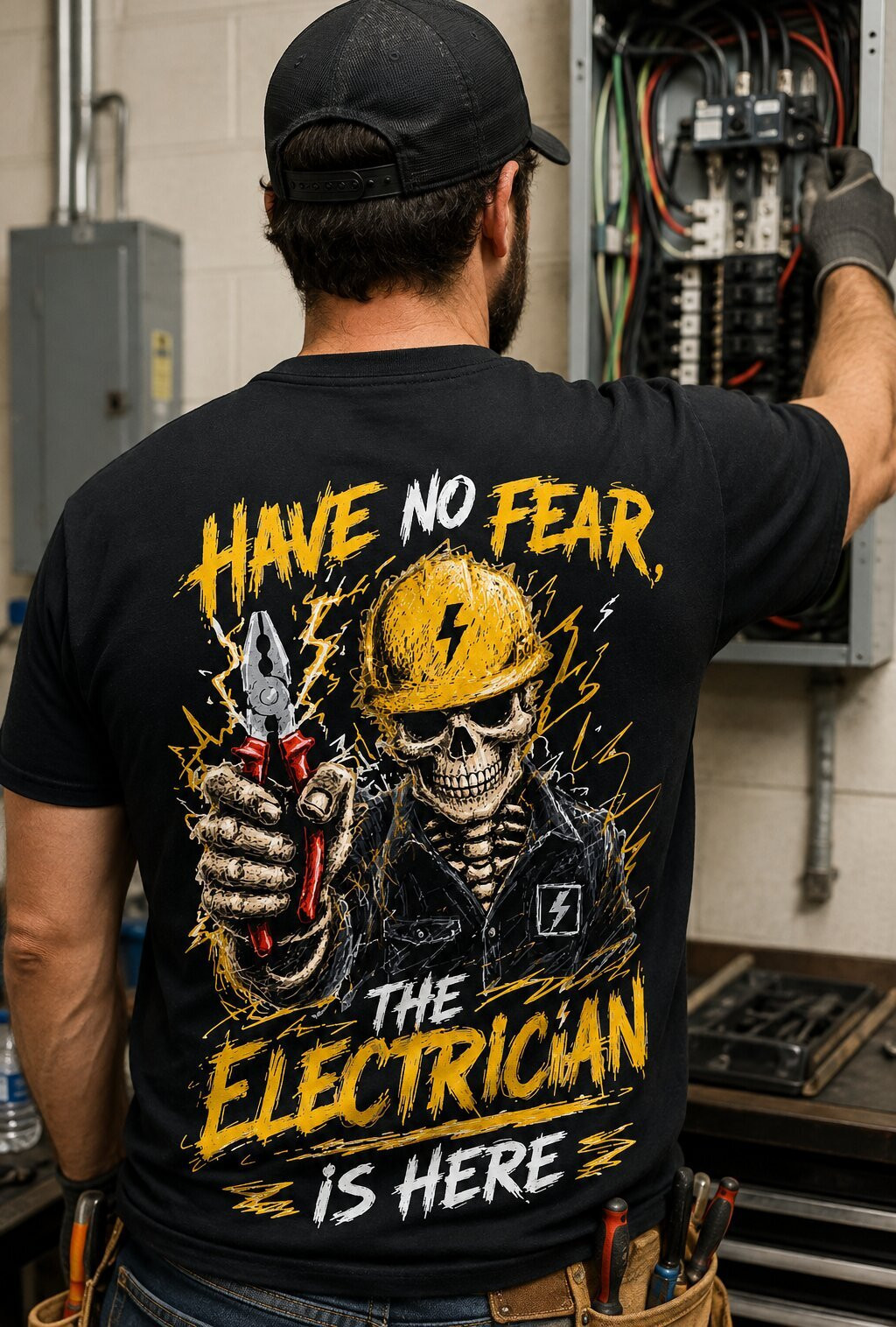 No Fear Electrician Skull T-Shirt Hoodie & More