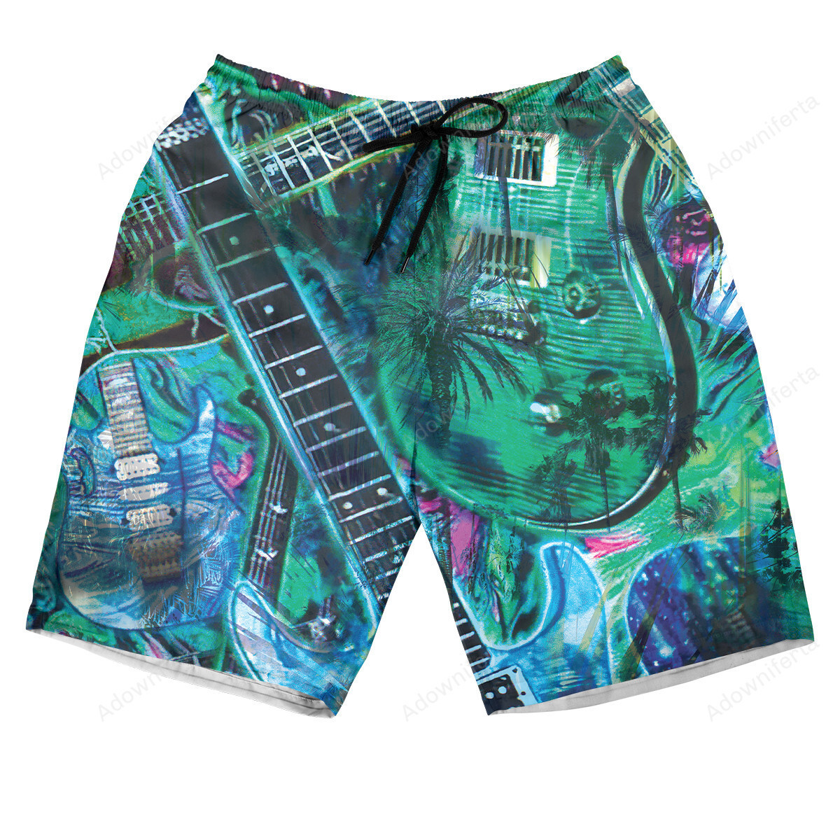 Guitar Tropical Hawaiian Shorts