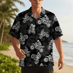 Black Dirt Bike Racing Hawaiian Shirt