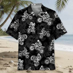 Black Dirt Bike Racing Hawaiian Shirt