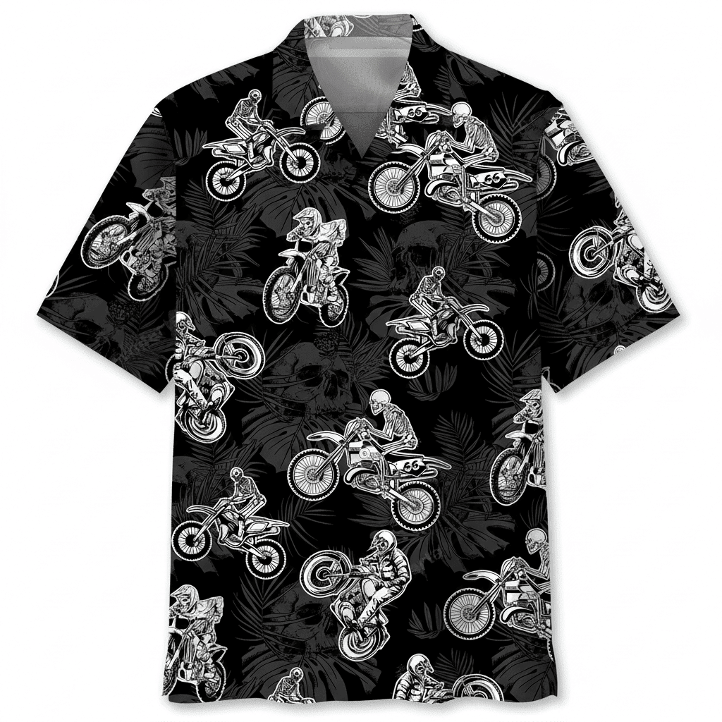 Black Dirt Bike Racing Hawaiian Shirt