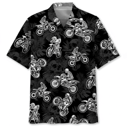 Black Dirt Bike Racing Hawaiian Shirt