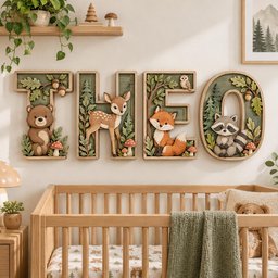 Woodland Animals Name Sign, Personalized Wooden Nursery Letters, 3D Layered Wood Name Sign, Forest Animal Baby Room Decor, Baby Shower Gift image 5