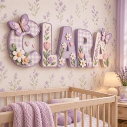 Personalized Floral Nursery Name Sign, Custom Wooden Letters for Baby Girl, Purple Butterfly Decor, Lavender Daisy Nursery, Baby Shower Gift image 5