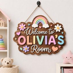 Personalized Girl Door Sign, Nursery Name Sign, Custom Wall Sign, Kids Bedroom Wooden Sign, Girls 3D Welcome Sign, Custom Birthday Gifts image 5
