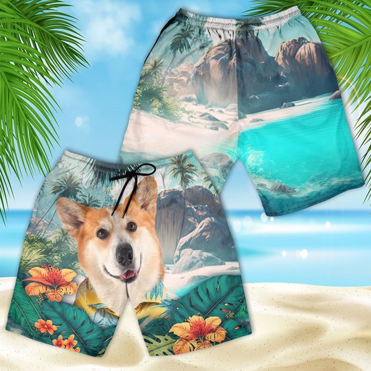 Pembroke Welsh Corgi - 3D Men's Beach Short