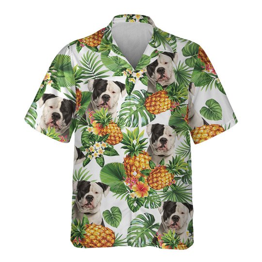 Amerian Bulldog - Tropical Pattern Hawaiian Shirt