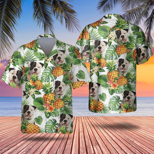 Amerian Bulldog - Tropical Pattern Hawaiian Shirt
