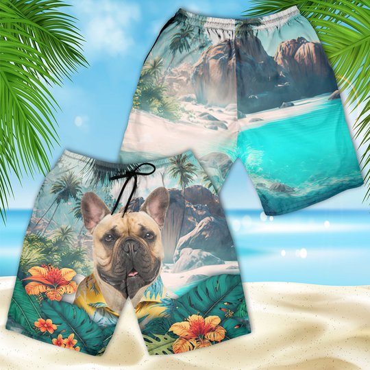 French Bulldog - 3D Men's Beach Short