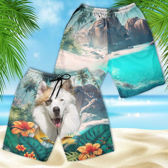 Icelandic Sheepdog - 3D Men's Beach Short