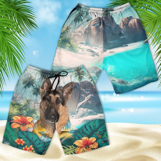 German Shepherd - 3D Men's Beach Short