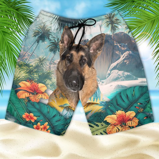 German Shepherd - 3D Men's Beach Short