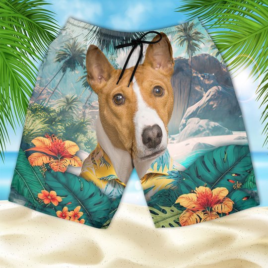 Basenji - 3D Men's Beach Short