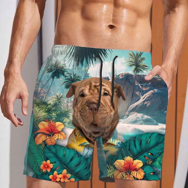 Shar Pei - 3D Men's Beach Short