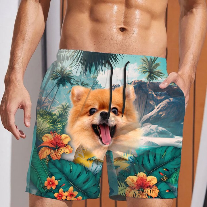 Pomeranian - 3D Men's Beach Short