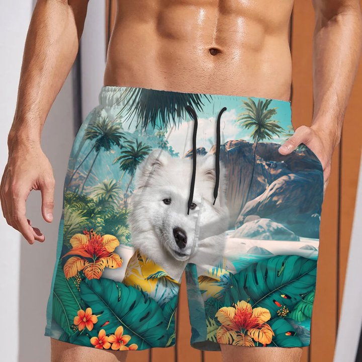 Samoyed - 3D Men's Beach Short