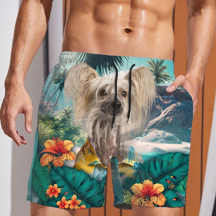 Chinese Crested - 3D Men's Beach Short