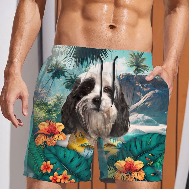 Tibetan Terrier - 3D Men's Beach Short