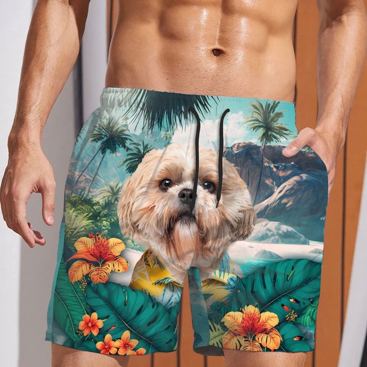 Shih Tzu - 3D Men's Beach Short
