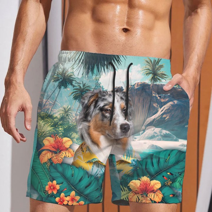 Australian Shepherd - 3D Men's Beach Short