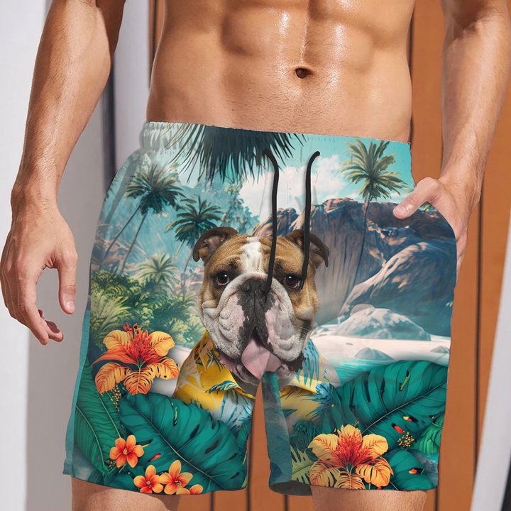 Bulldog - 3D Men's Beach Short