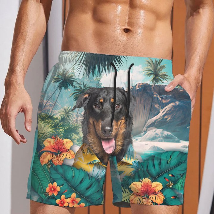 Beauceron - 3D Men's Beach Short