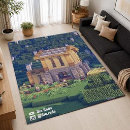 Simple Birch House in Minecraft Rug - Minecraft Carpet 2
