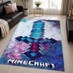 Minecraft Diamond Sword Art Rug - Minecraft Carpet