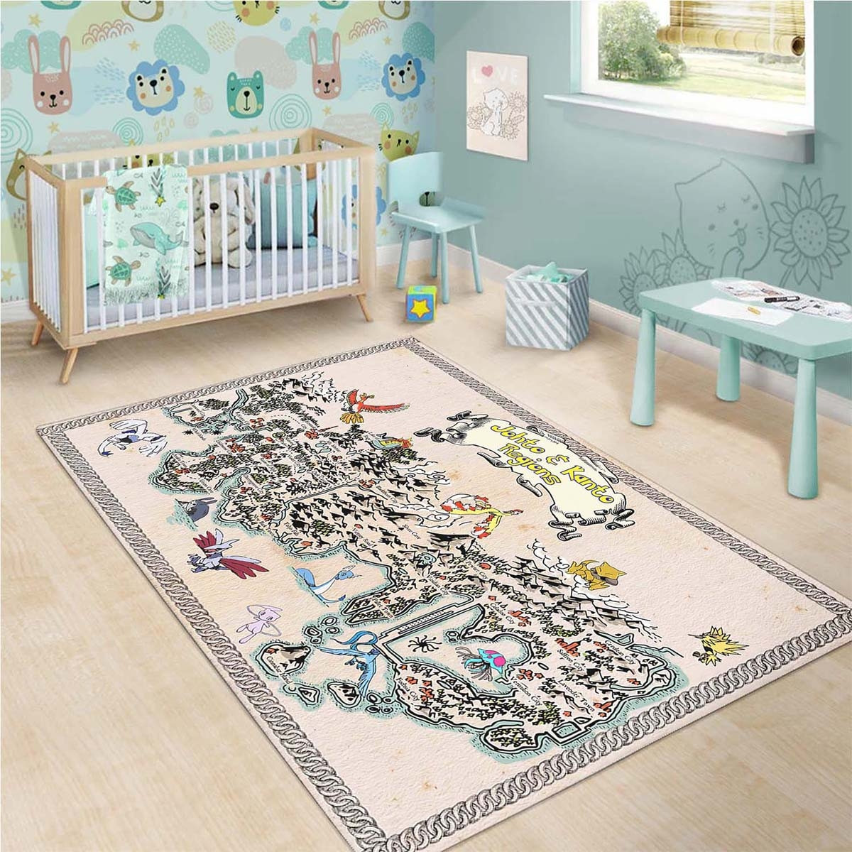 Kanto and johto regions map pokemon Rug