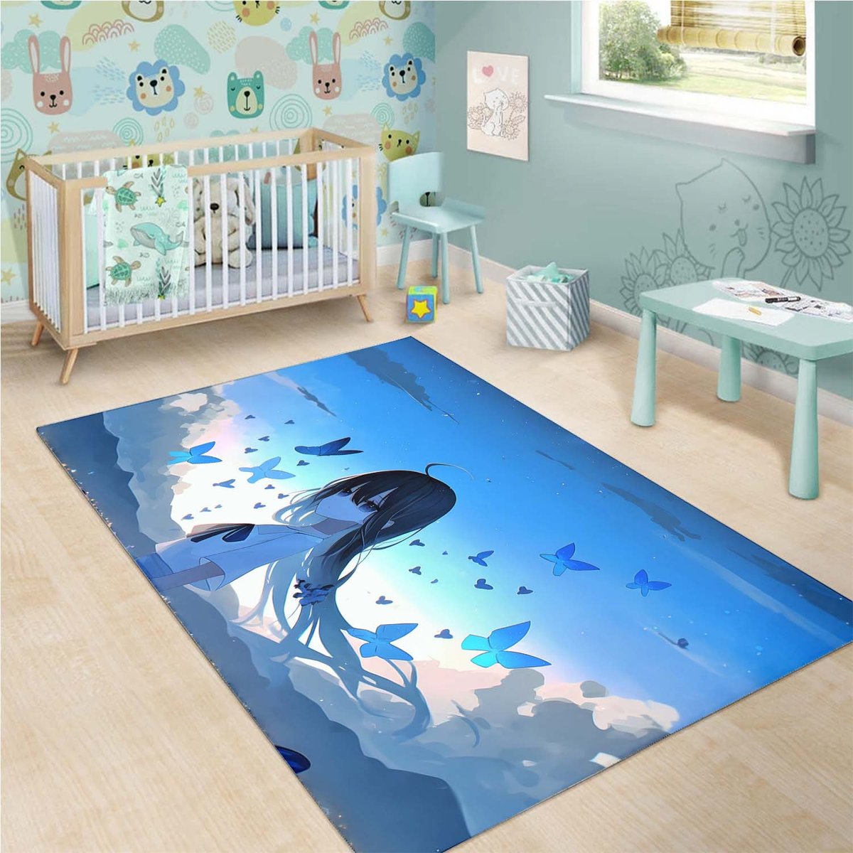 Sad Girl Anime Girl Rug