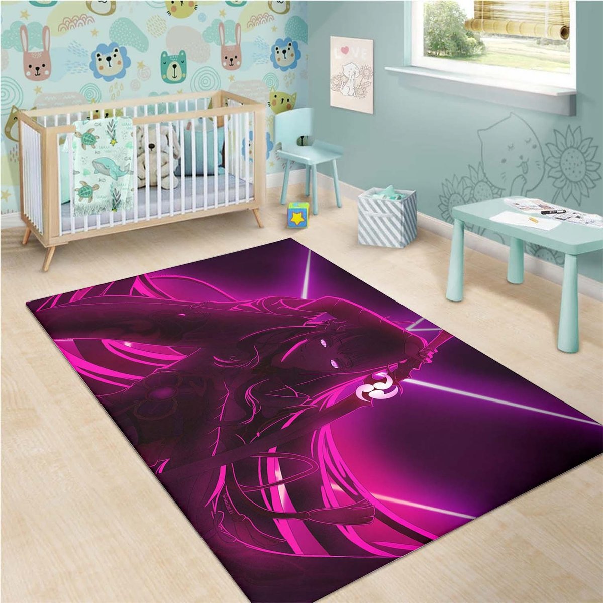 Raiden Shogun Neon Rug