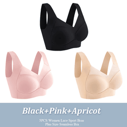 Seamless lace sports bra with molded cups, 3-pack, view 9