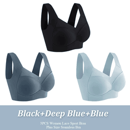 Seamless lace sports bra with molded cups, 3-pack, view 10