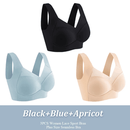 Seamless lace sports bra with molded cups, 3-pack, view 3