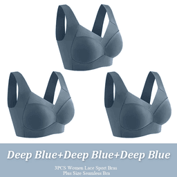 Seamless lace sports bra with molded cups, 3-pack, view 4
