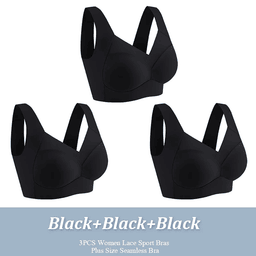 Seamless lace sports bra with molded cups, 3-pack, view 15
