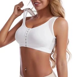 Front-closure cross-back wireless vest bra, view 2