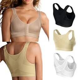 Front-closure cross-back wireless vest bra, view 7