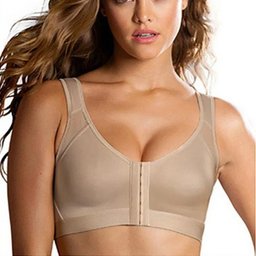 Front-closure cross-back wireless vest bra, view 6