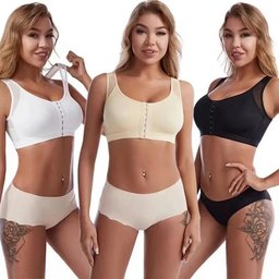 Front-closure cross-back wireless vest bra, view 9