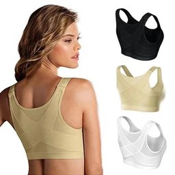 Front-closure cross-back wireless vest bra, view 5