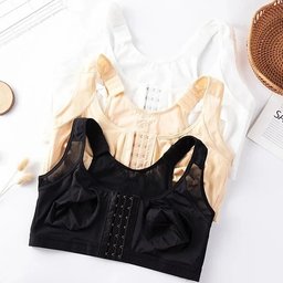 Front-closure cross-back wireless vest bra, view 4