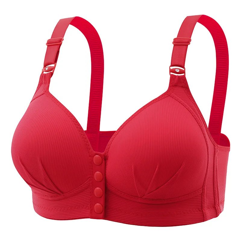 Front-closure wireless push-up bra, plus size
