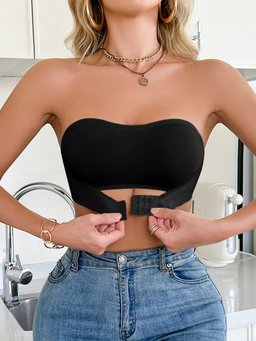 Strapless front-clasp wireless push-up bralette